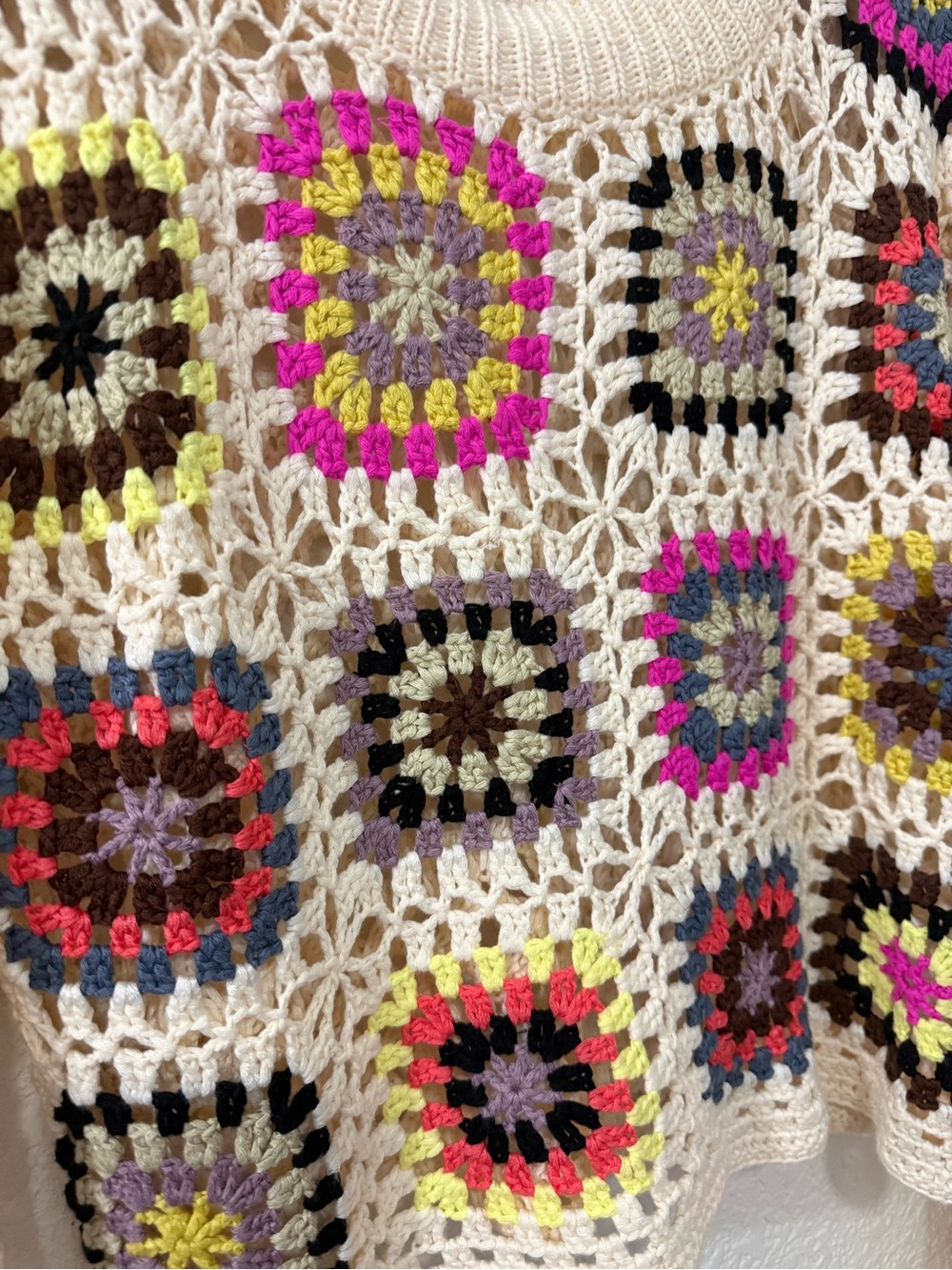 Debut | Crochet Granny Square Sweater | Boho Festival Open Knit | Medium - Picture 3 of 9